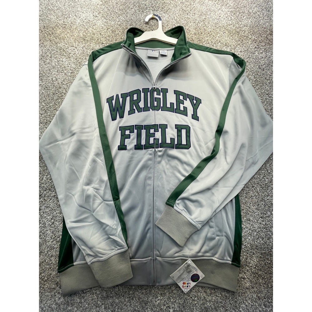 Genuine Merchandise Wrigley Field Track Jacket Mens LT Gray Green NEW Full Zip